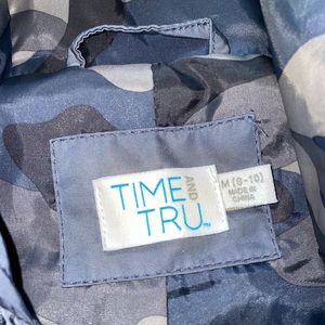 Time and true rain jacket blueish gray/ camouflage